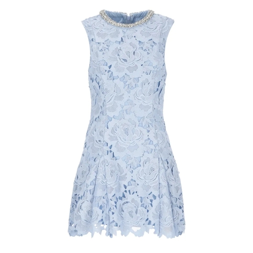 Self Portrait Mini robes Light Blue Floral Lace Mini Dress Blue