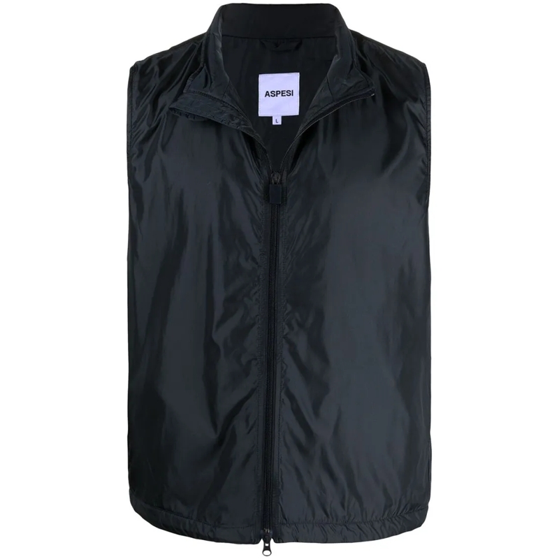 Aspesi Daunenjacke Sleeveless Black Polyamide Jacket With Stand Colla Black