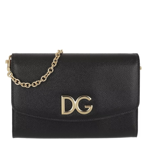 Dolce&Gabbana St. Dauphine Wallet Calf Leather Black Portemonnee Aan Een Ketting