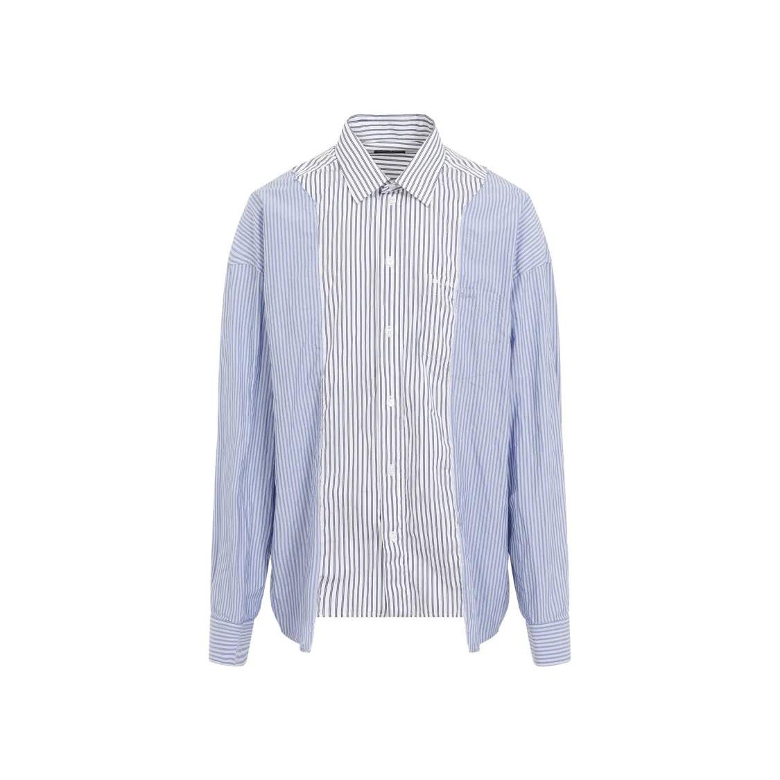 Balenciaga - Patched White And Navy Blue Cotton Shirt - Größe S - blau