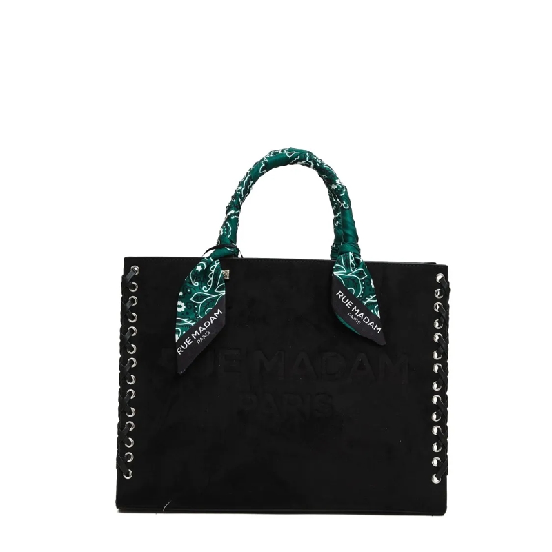 Rue Madame Fourre-tout Tote Suede Nero With Bandana Black