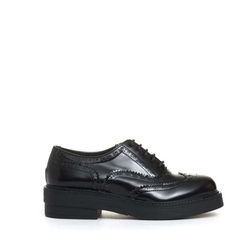 Strategia Balletschoenen Lace-Up Shoe with Perforated Detailing and Rubber  Black