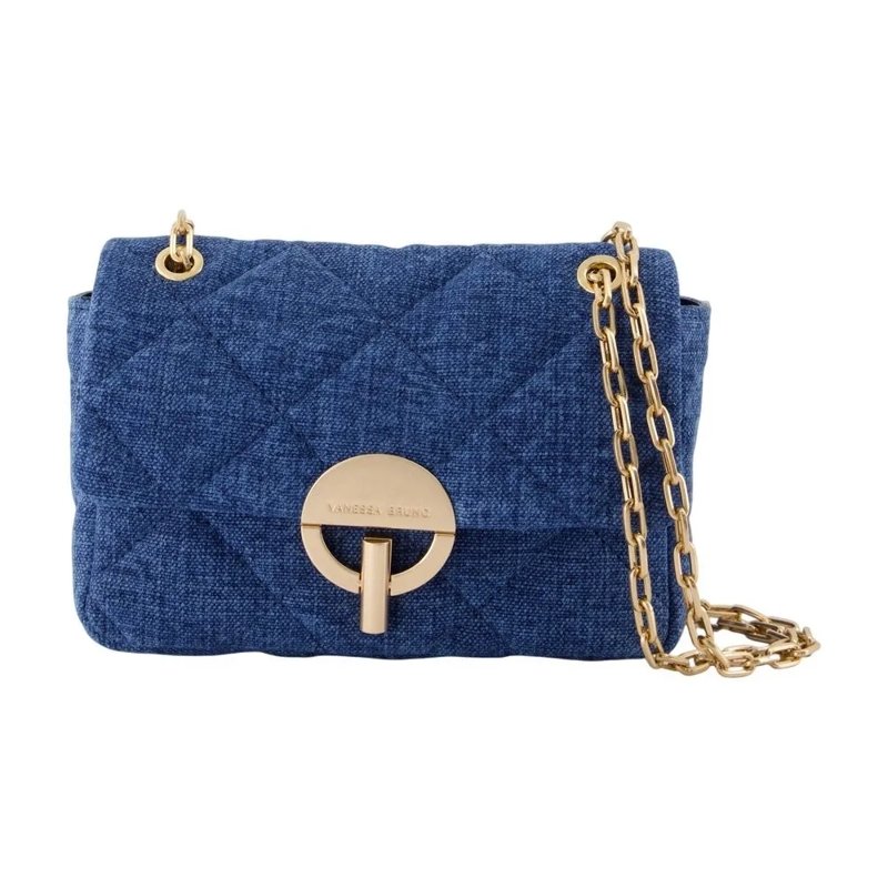 Vanessa Bruno Schoudertas Moon Medium Shoulder Bag - Linen - Blue Blue