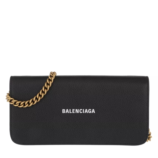 Balenciaga Wallet On Chain Grained Leather Black Cross body-väskor