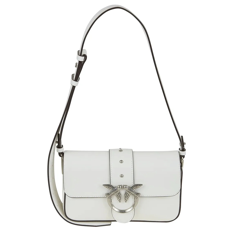 Pinko Sac à bandoulière Slouchy White Leather Shoulder Bag With Removable  White