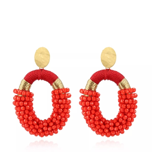 LOTT.gioielli Glassberry Combi Oval M Earrings Red and Gold Ohrhänger