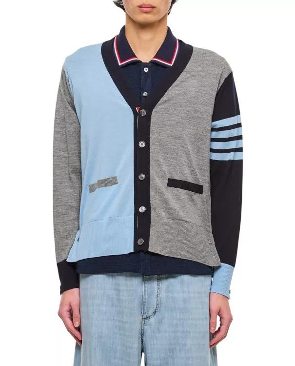 Thom Browne - 4 Bar Stripe Classic V Neck Wool Cardigan - Größe 2 - multi