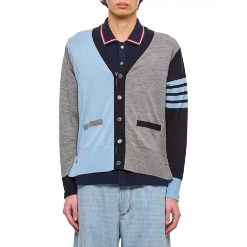 Thom Browne 4 Bar Stripe Classic V Neck Wool Cardigan Multicolor 