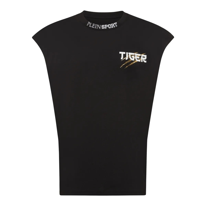 Plein Sport Hemd Tanktop Mit Kapuze Tiger schwarz