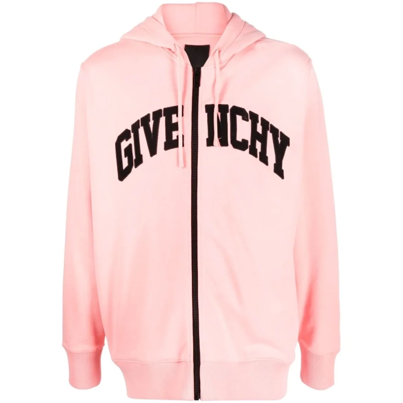 Givenchy  Coral Pink Logo-Embroidered Cotton Hoodie Neutrals