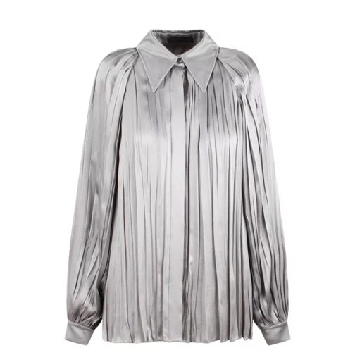 Alberta Ferretti Satin Pleated Shirt Grey 