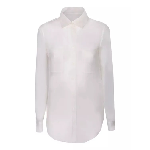 Blanca Vita White Semi-Transparent Silk Shirt White 