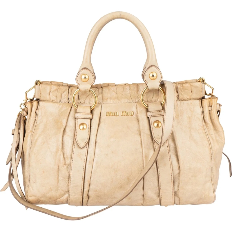 Miu Miu Tote Miu Miu Leather City Handbag beige