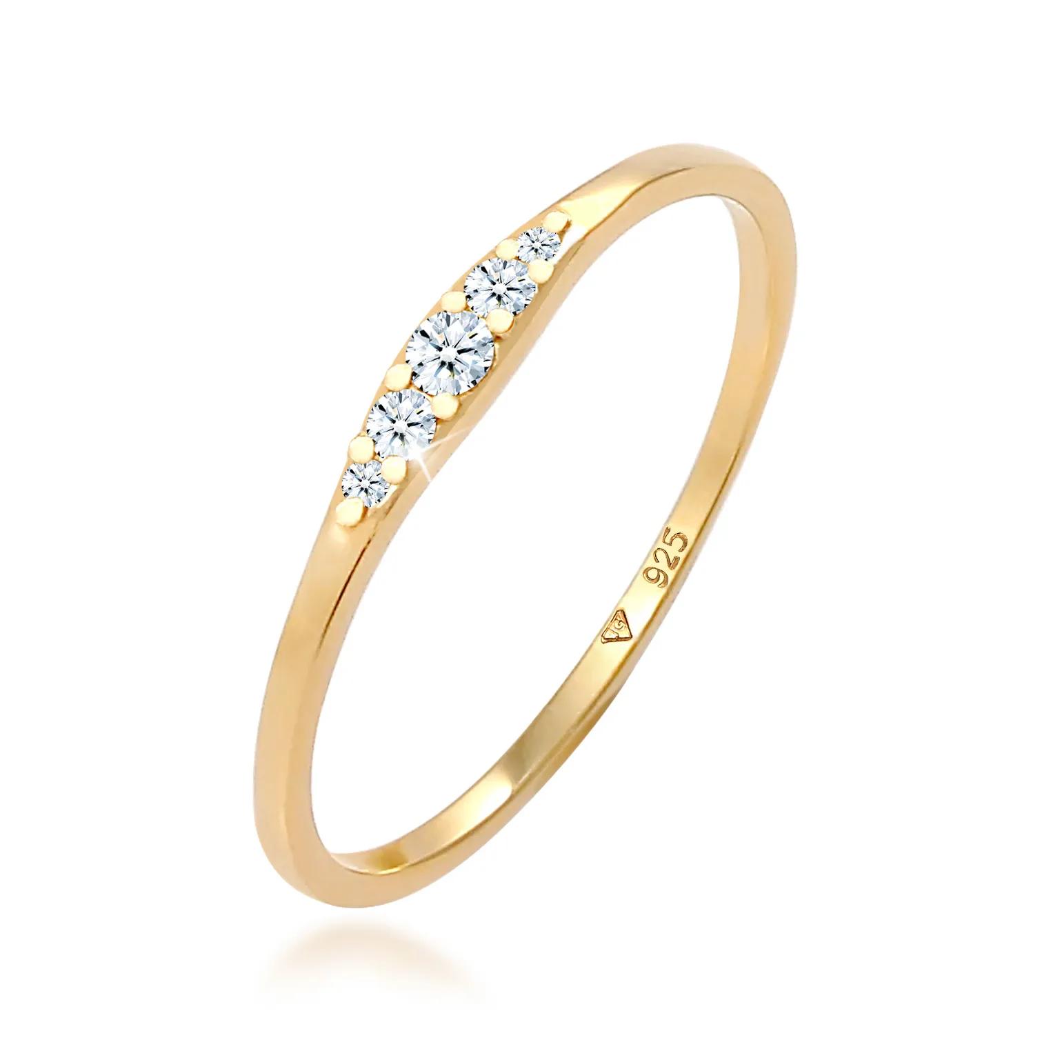 Elli Ringe - Ring Verlobungsring Diamant (0.07 ct) Bridal 925 S - Gr. 52 MM - in Gold - für Damen