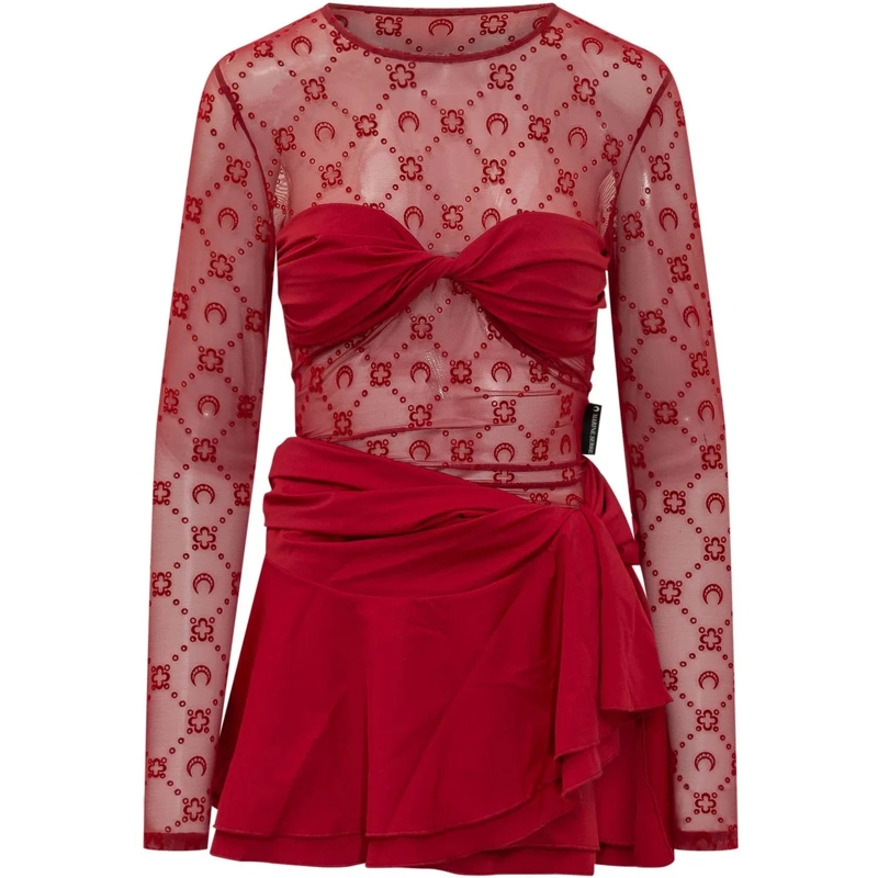 Marine Serre Mini-robe Moonogram Mini Dress rot