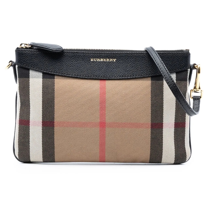 Burberry Schultertasche Mega Check Canvas Peyton Crossbody braun
