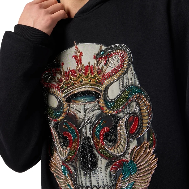Philipp Plein Top Hoodie Sweatshirt King Of Snakes Stones schwarz(Image 5)
