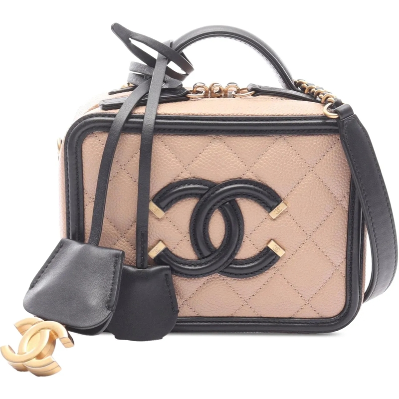 Chanel Sac à bandoulière Small Caviar CC Filigree Vanity Case braun