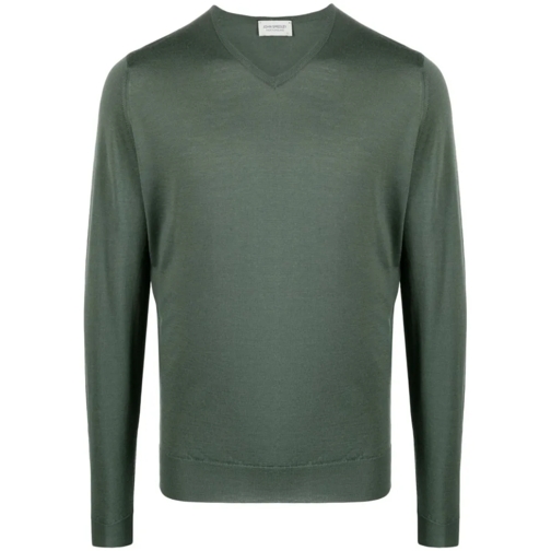 John Smedley Pullover Forest Green Shipton V-Neck Sweater Green