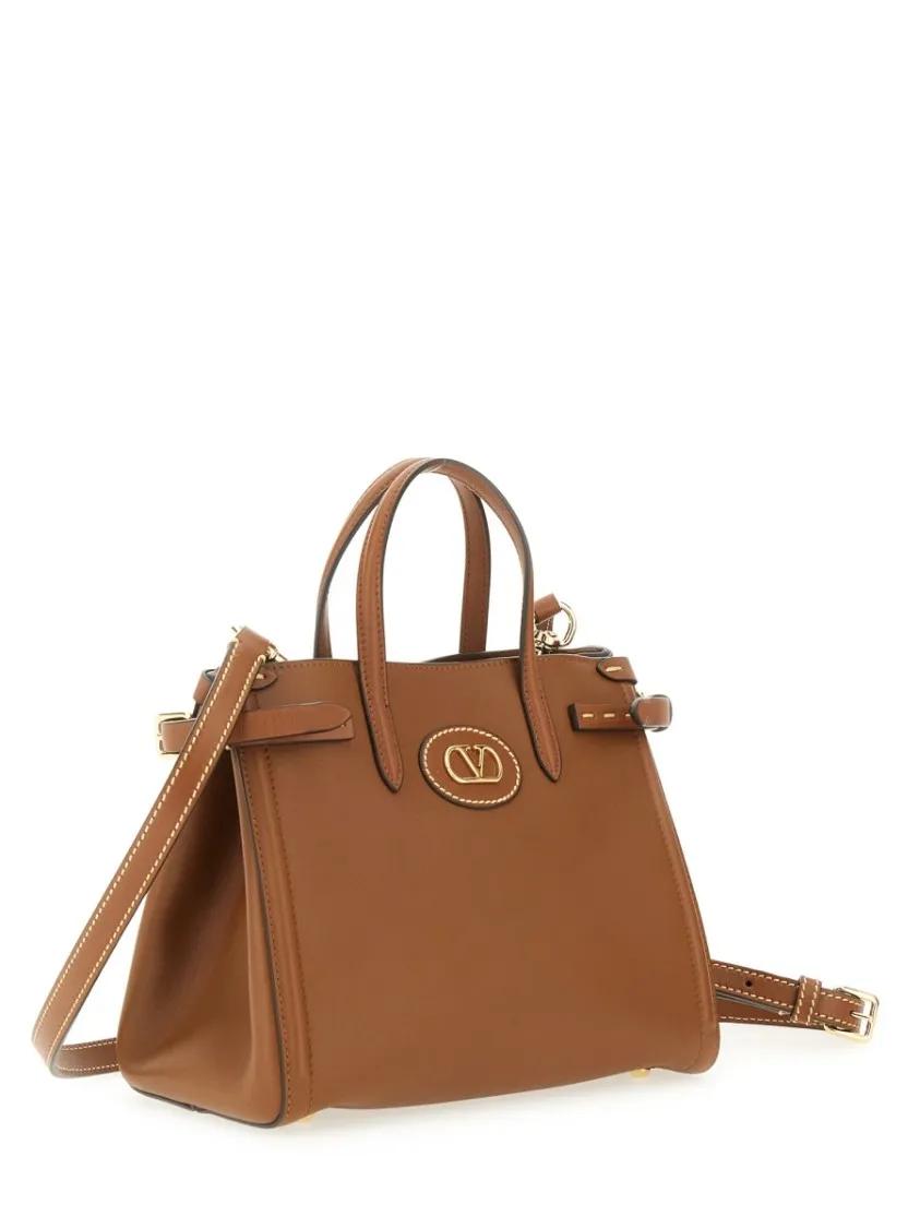 Valentino Garavani Shoppers & Totes Small "Antibes" Calfskin Shopping Bag in bruin