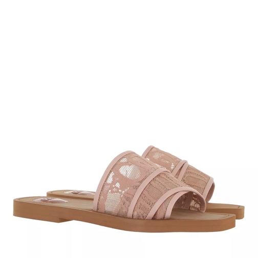 Chloé Woody Canvas Logo Sandals Pink Tea Sandaler