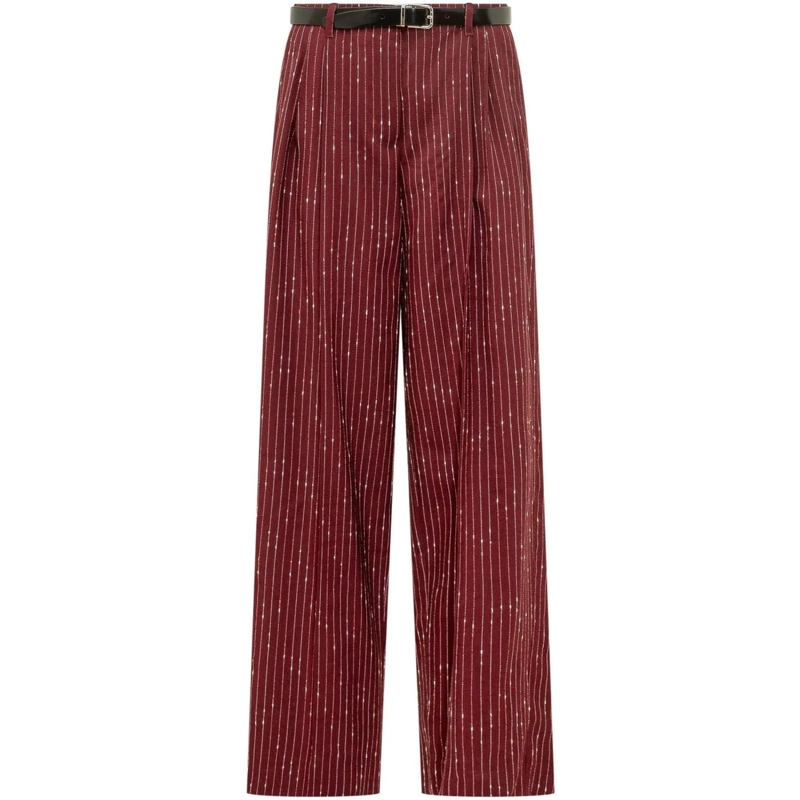 Dolce&Gabbana Hose Pantaloni Dritti a Righe Sottili con Cintura braun