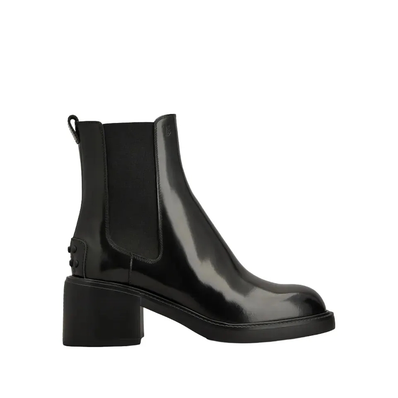 Tod's Stiefel Elegant Calfskin Ankle Boots With Rubber Sole Black
