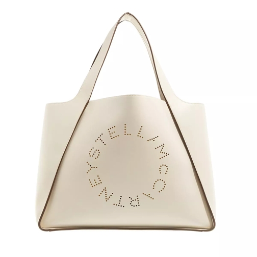 Stella McCartney Logo Tote Bag Leather Beige Shoppingväska