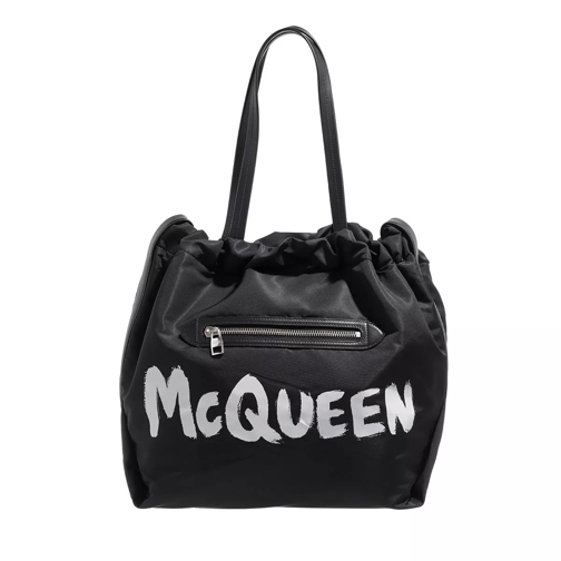Alexander McQueen Tote Bag Leather Black White Shopping Bag