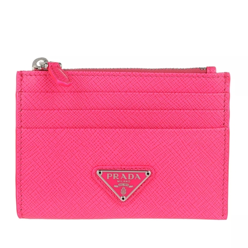 Prada Credit Card Holder Saffiano Leather Neon Pink Porte-cartes