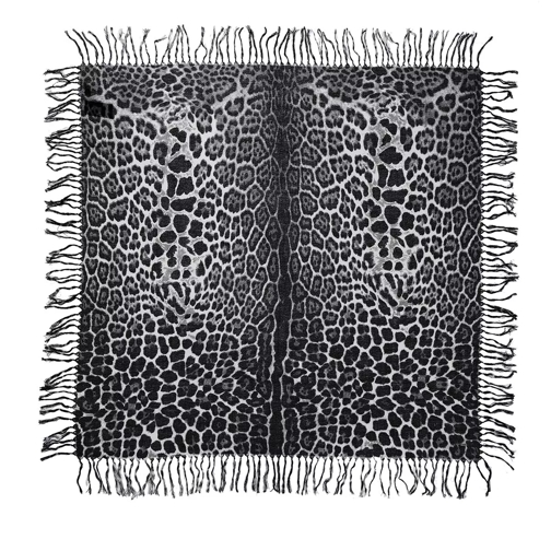Saint Laurent Leopard Print Scarf Graphite/Black Lichtgewicht Sjaal
