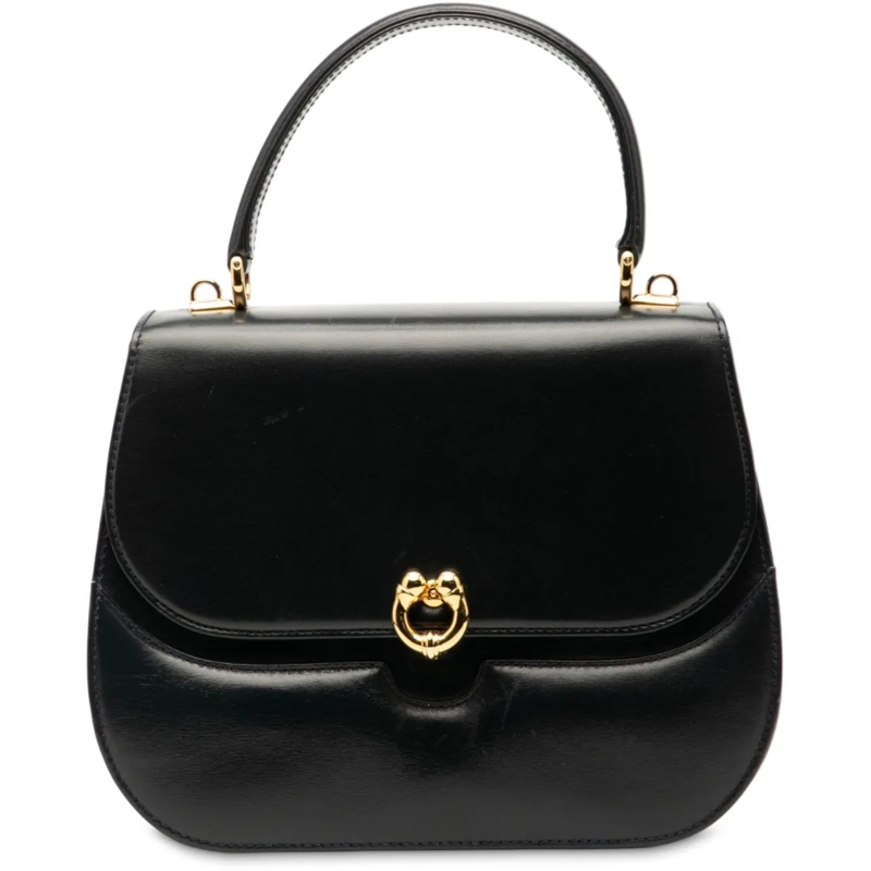 Gucci Tote Leather Horsebit Top Handle Bag schwarz