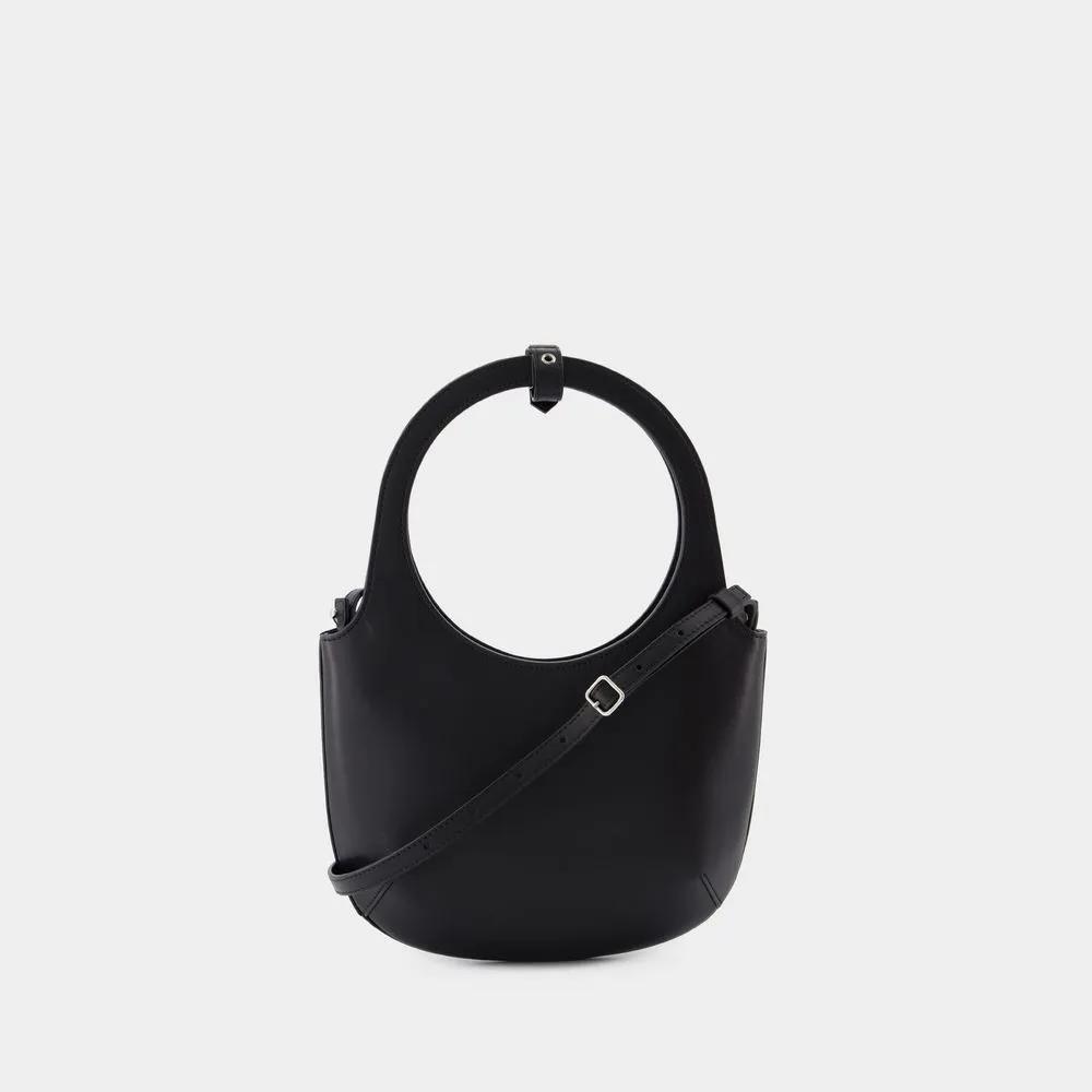 Courrèges Zwarte Leren Tas met Zilveren Logo Black Dames