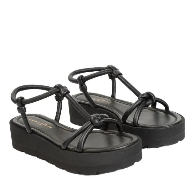 Gianvito Rossi Sandalen & Sandaletten - Marine Black Nappa Leather Sandals - Gr. 39,5 (EU) - in Schwarz - für Damen