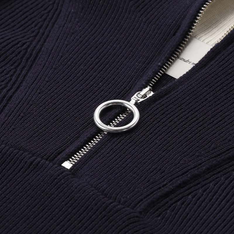 AMI Paris Pullover Troyer aus Merinowolle blau(Image 4)