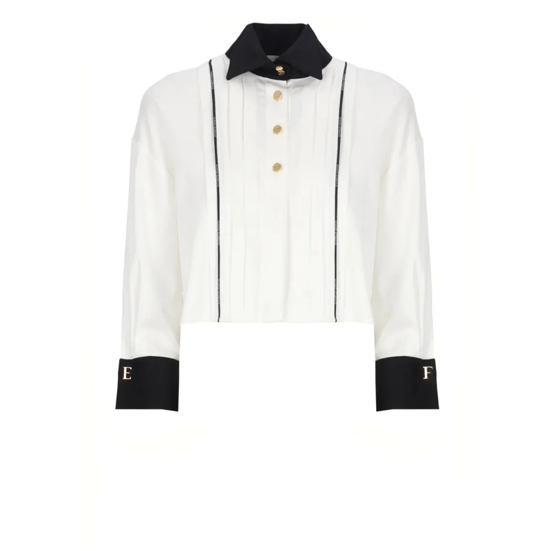Elisabetta Franchi Chemise Cropped White Button-Up Shirt White