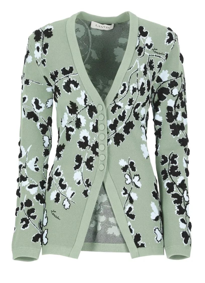 Thumbnail - Lanvin - Cardigan With Floral Pattern - Größe M - grün
