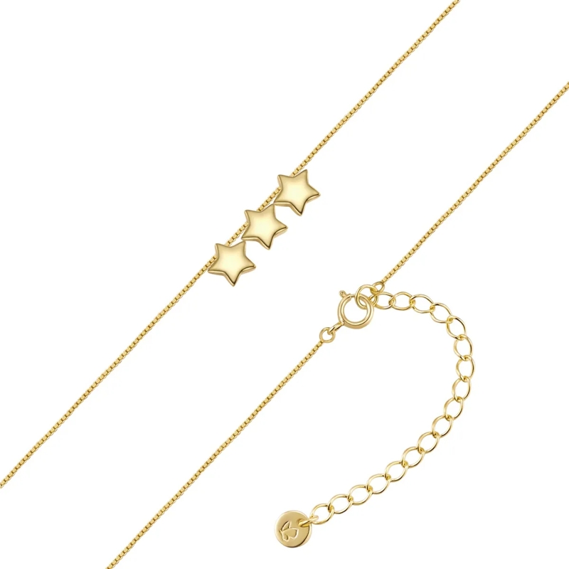 Glanzstücke München Mittellange Halskette Sterling Silber Halskette Sterne gold(Image 3)