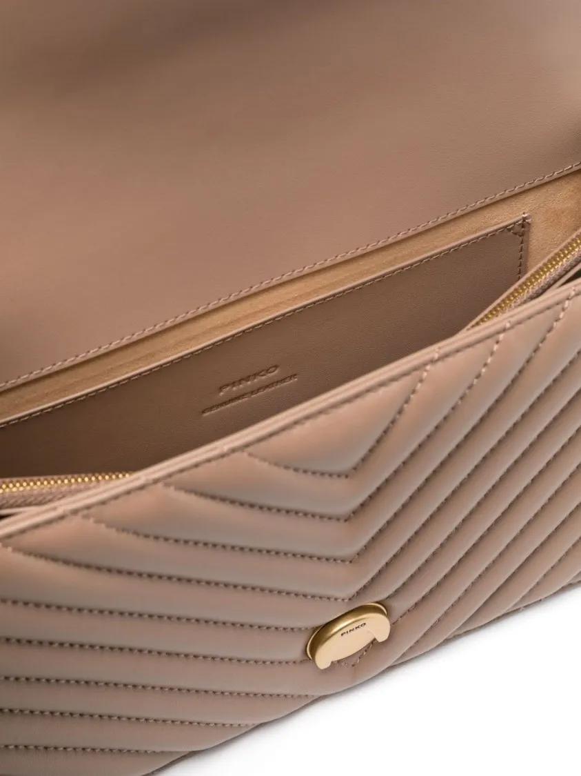 Thumbnail - Pinko Hobo Bags - Chevron Quilted Calf Leather Shoulder Bag - Gr. unisize - in Rosa - für Damen