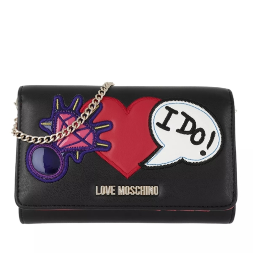 Love Moschino Chain Wallet Patches Nero Kedjeplånbok