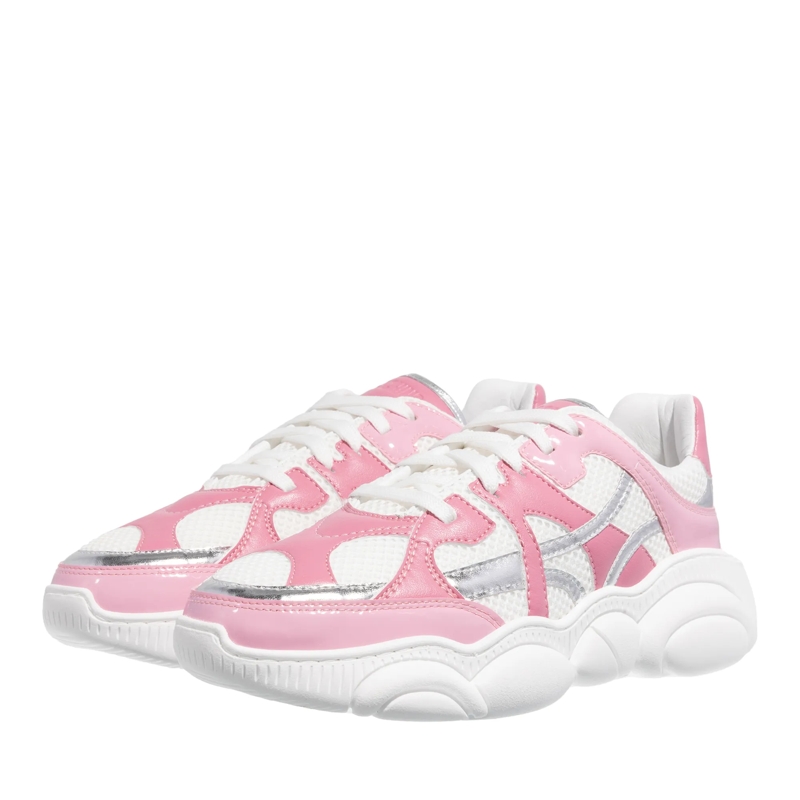 Moschino Low-Top-Sneaker Teddy Shoes Bianco/Rosa/Argento