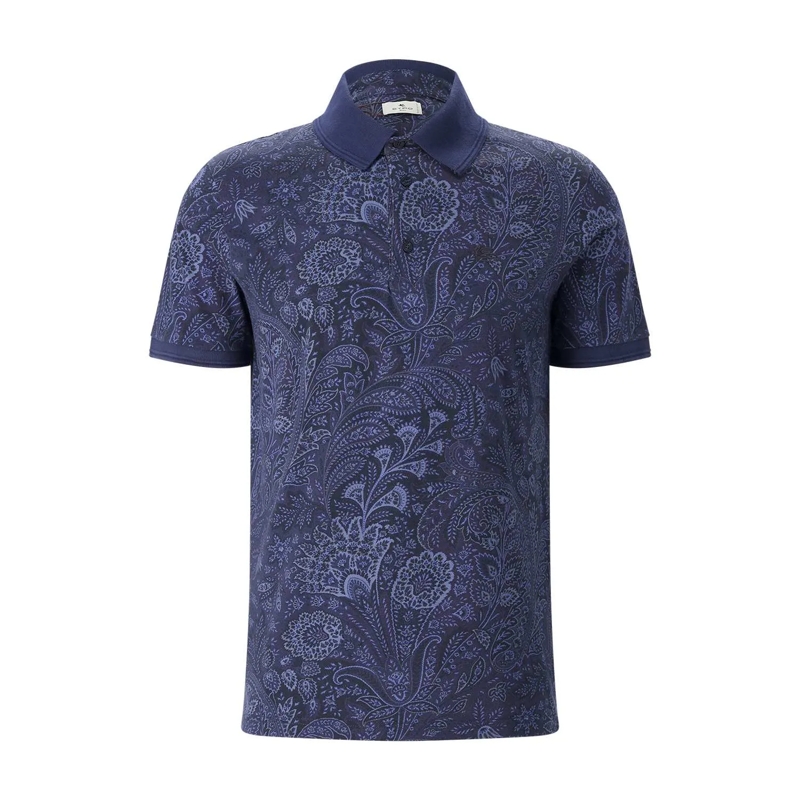 Etro Polohemd Poloshirt mit Paisley-Muster blau