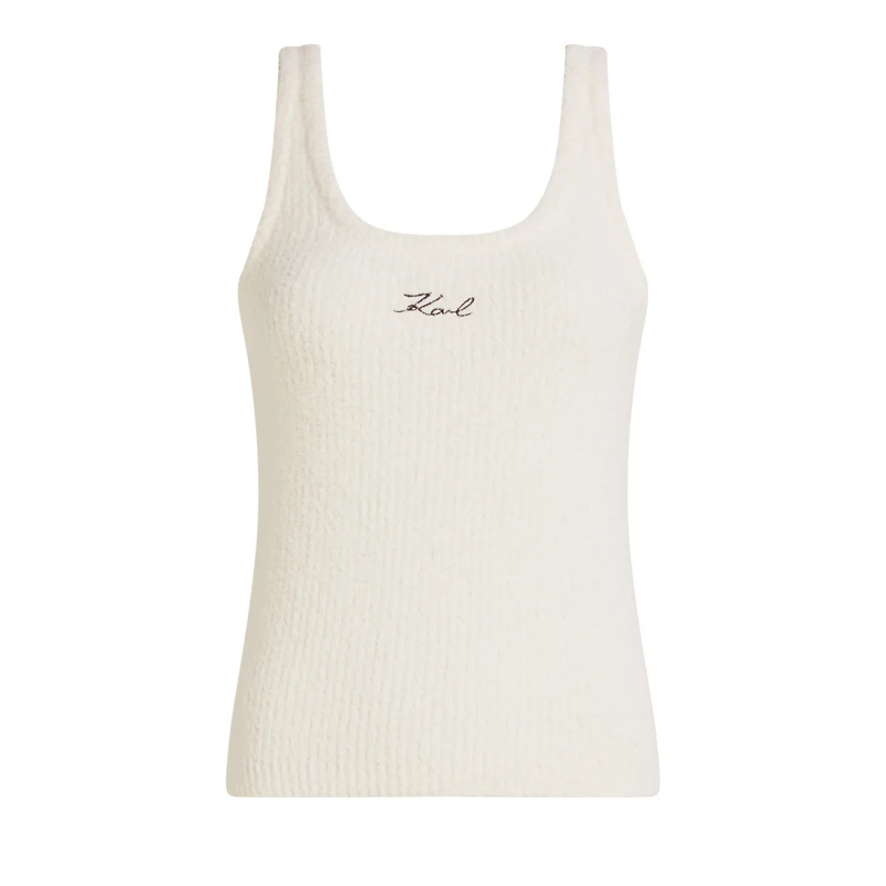 Karl Lagerfeld T-Shirt Signature Lounge-Tanktop aus Fleece Top creme