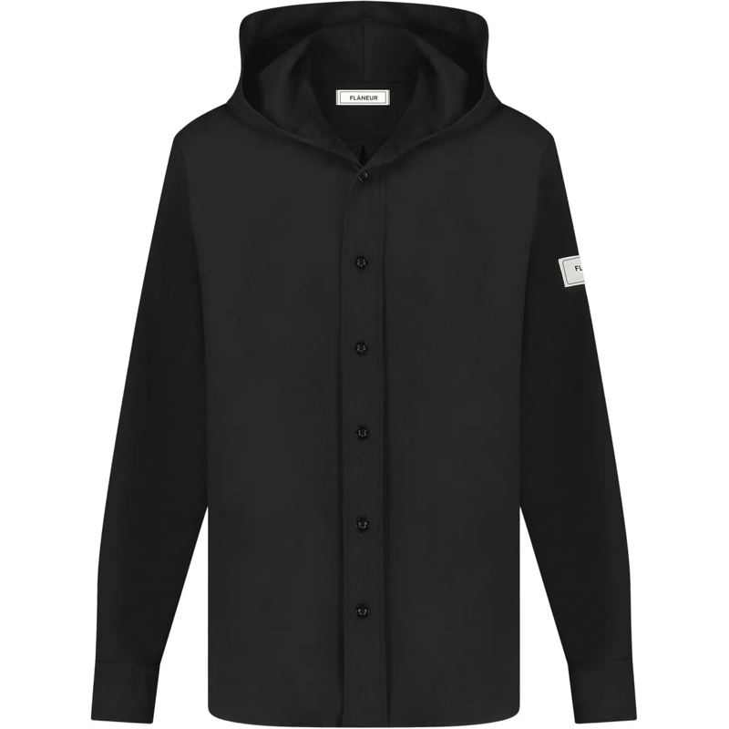 Flâneur Haut décontracté Atelier Hooded Shirt | Black schwarz