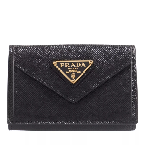 Prada Wallet Saffiano Leather Black Vikbar plånbok