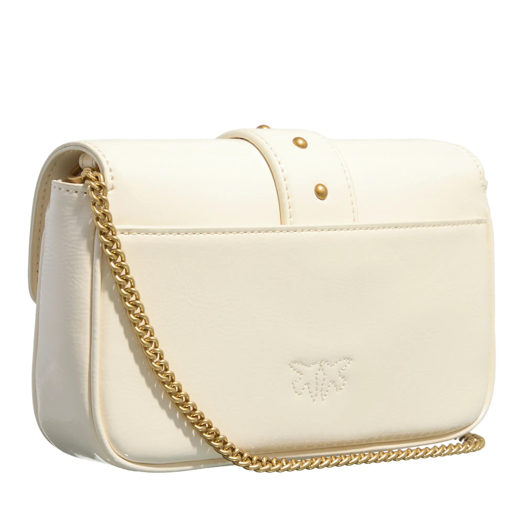 Pinko Witte Leren Schoudertas met Logo White Dames