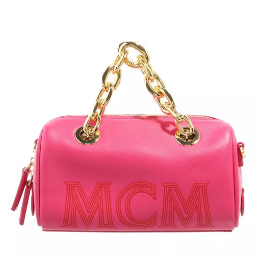 MCM Boston Bag In Chain Leather Pink/Purple Trunk