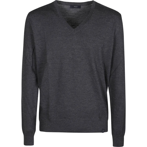 Fay  V-neck Sweater Grey grau