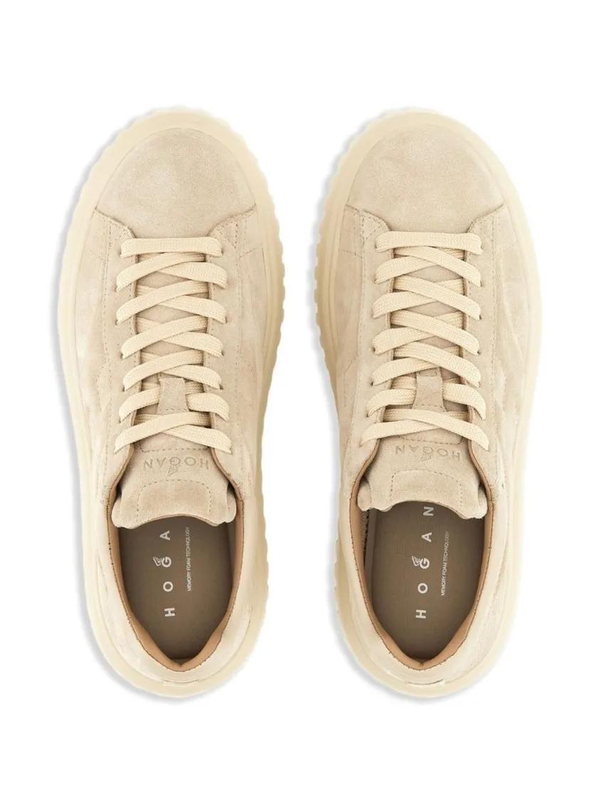 Thumbnail - Hogan Low-Top Sneaker - Beige Suede Sneakers With Lace-Up Front - Gr. 38 (EU) - in Beige - für Damen