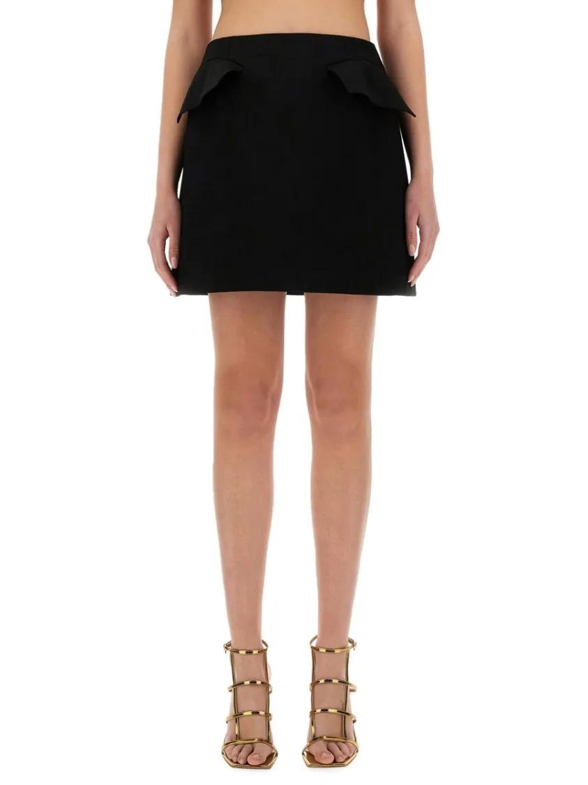 Thumbnail - Alexander McQueen - Mini Skirt With Structured Silhouette - Größe 42 - schwarz
